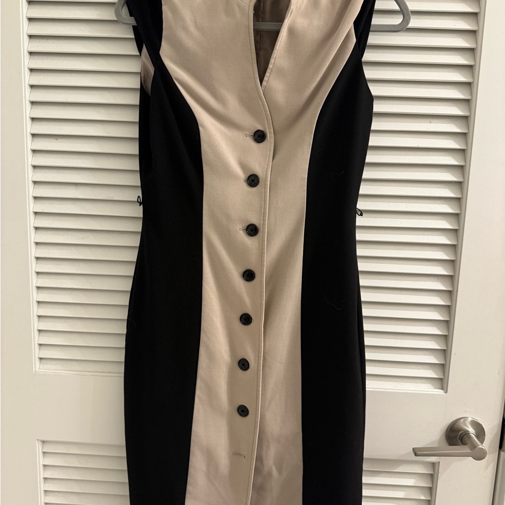 Calvin Klein Black and Cream Sleeveless Dress